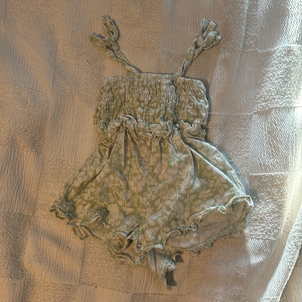 Green floral romper